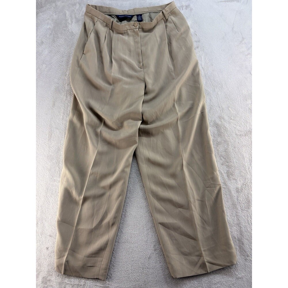 Vintage 90s Preston & York Pleated Trousers Womens 16 Beige Preppy Career